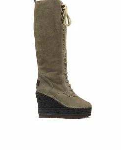 Mujer Vidorreta Outlet|Botas Altas|Bota alta en serraje kaki Tilo 7