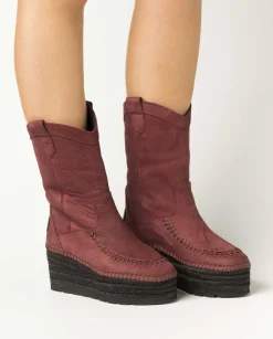 Vidorreta Outlet|Bota Cowboy en nobuk burdeos Creta