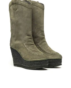Vidorreta Outlet|Bota Cowboy en serraje kaki Tilo 7