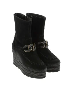 Vidorreta Outlet|Botin cadena en serraje negro Tilo 5