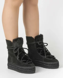 Mujer Vidorreta Botines|Botin con pelo en serraje negro Merce Doble