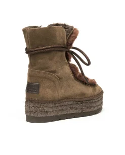 Vidorreta Outlet|Botin con pelo en serraje taupe Merce Doble