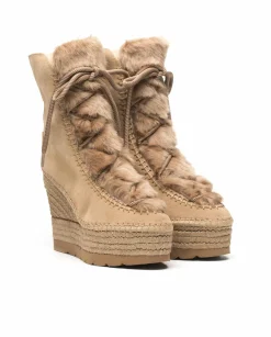 Vidorreta Outlet|Botin de pelo en serraje nude Tilo 7