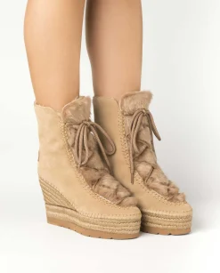 Vidorreta Outlet|Botin de pelo en serraje nude Tilo 7
