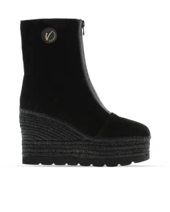 Vidorreta Outlet|Botin en serraje negro Cuba