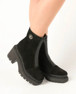 Vidorreta Outlet|Botin en serraje negro Panteta