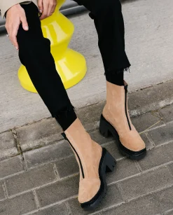Vidorreta Outlet|Botin en serraje nude Panteta