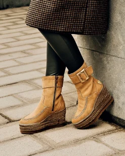 Mujer Vidorreta Botines|Botin hebilla en serraje camel Tilo 5