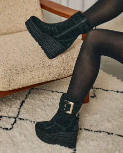 Mujer Vidorreta Botines|Botin hebilla en serraje negro Tilo 5