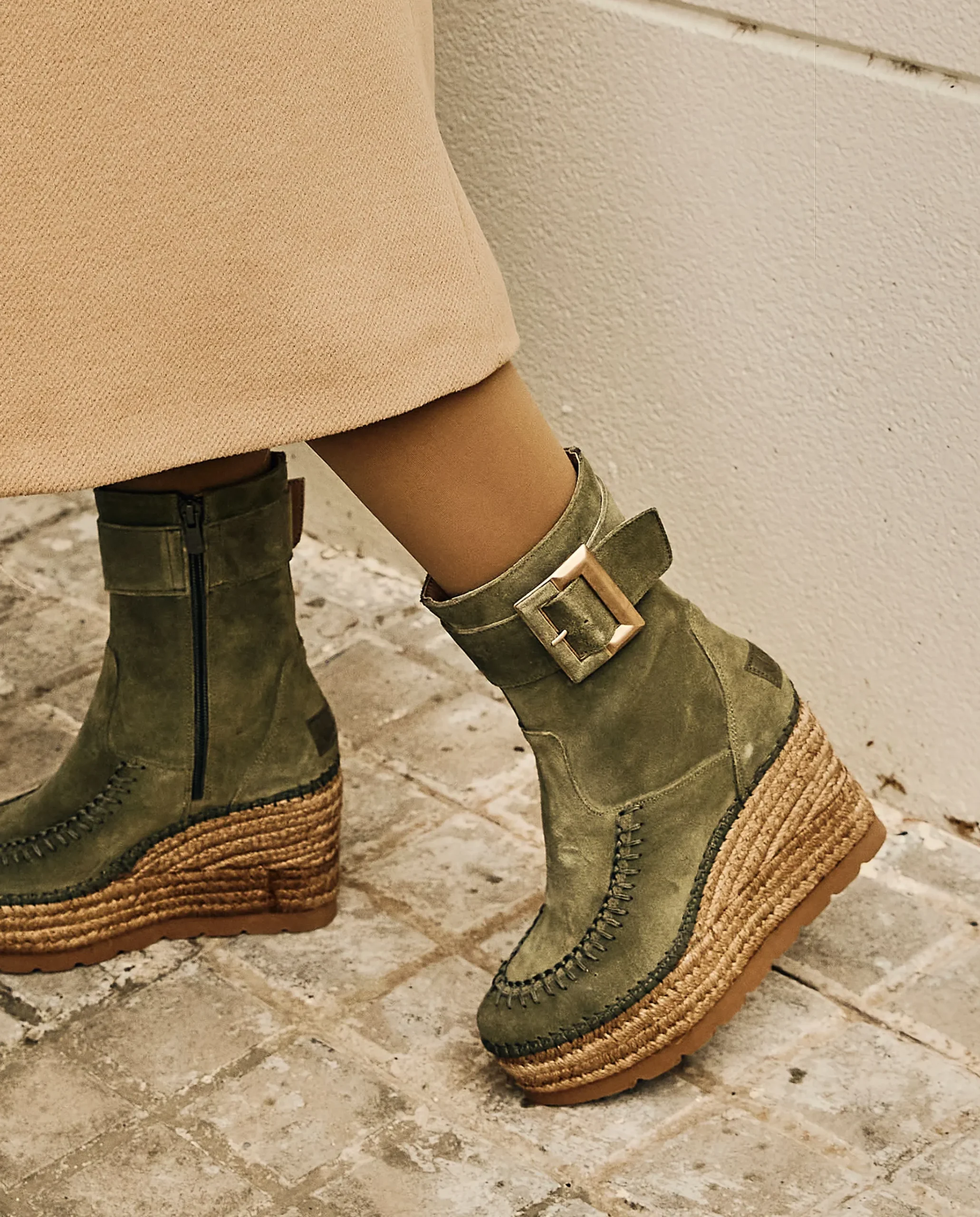 Mujer Vidorreta Botines|Botin hebilla en serraje kaki Tilo 5