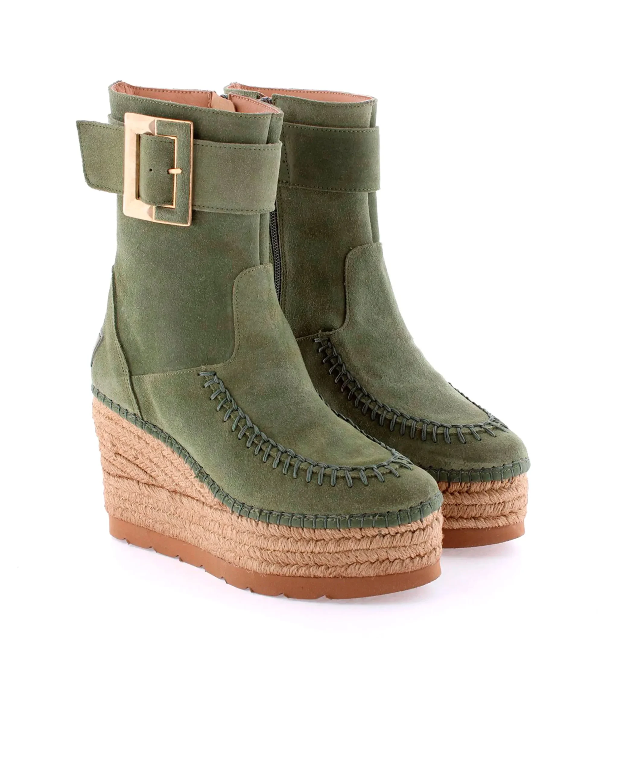 Mujer Vidorreta Botines|Botin hebilla en serraje kaki Tilo 5