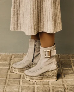 Mujer Vidorreta Botines|Botin hebilla en serraje gris Tilo 5
