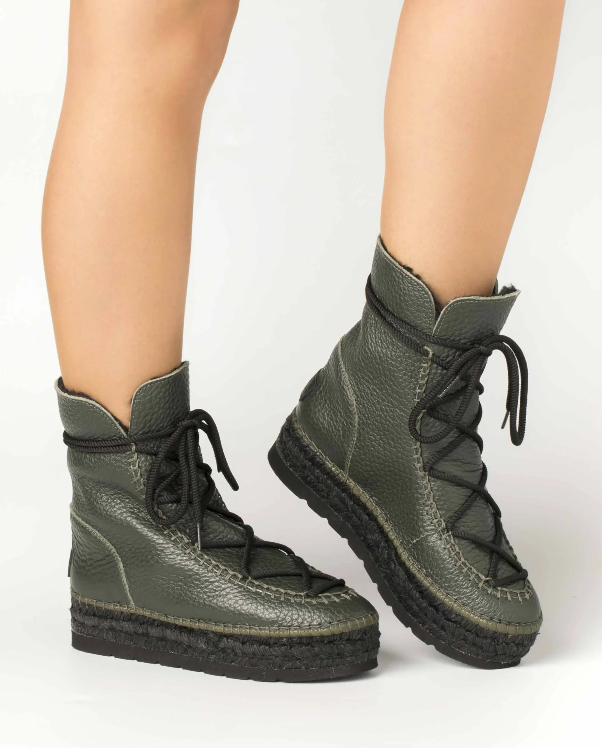 Vidorreta Outlet|Botin plataforma en bost kaki Merce Doble