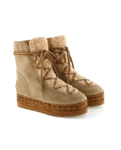 Mujer Vidorreta Botines|Botin plataforma en serraje taupe Merce Doble
