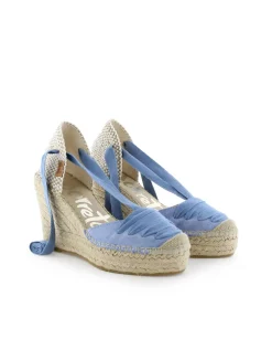 Mujer Vidorreta Sandalias Cuña|Campesina en serraje jeans Tilo 7