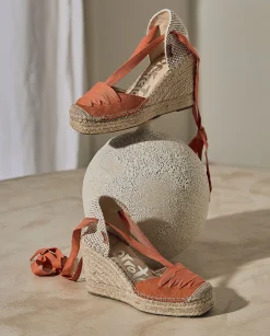 Mujer Vidorreta Sandalias Cuña|Campesina en serraje naranja Matisse