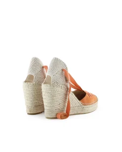 Mujer Vidorreta Sandalias Cuña|Campesina en serraje naranja Matisse