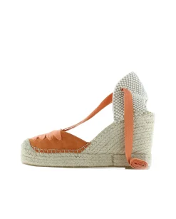 Mujer Vidorreta Sandalias Cuña|Campesina en serraje naranja Matisse