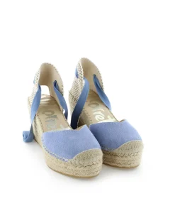 Mujer Vidorreta Sandalias Cuña|Campesina pico en serraje jeans Tilo 5
