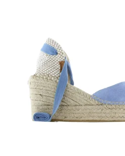Mujer Vidorreta Sandalias Cuña|Campesina pico en serraje jeans Tilo 5