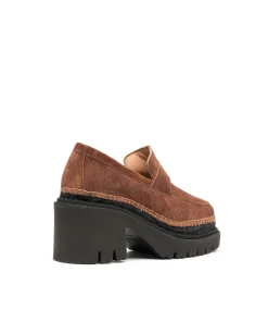 Vidorreta Outlet|Mocasín de tacón en cavallo cuero oscuro Panteta