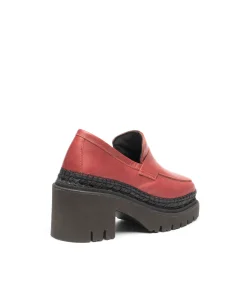 Vidorreta Outlet|Mocasín de tacón en velvet burdeos Panteta