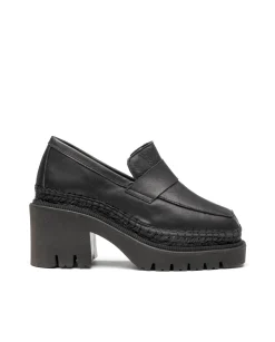 Vidorreta Outlet|Mocasín de tacón en velvet negro Panteta