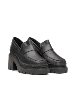 Vidorreta Outlet|Mocasín de tacón en velvet negro Panteta