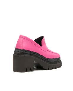 Vidorreta Outlet|Mocasín de tacón en velvet fuxia Panteta