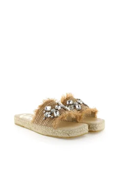 Mujer Vidorreta Sandalias Planas|Pinky rafia cristal camel Miró