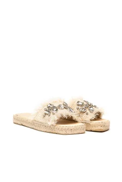 Mujer Vidorreta Sandalias Planas|Pinky rafia cristal crudo Miró