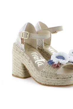 Mujer Vidorreta Sandalias Cuña|Sandalia abierta trenza natural jeans