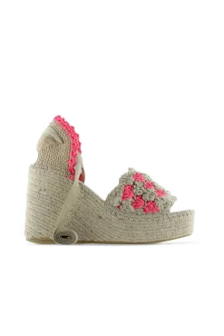 Mujer Vidorreta Sandalias Cuña|Sandalia cintas en ganchillo fluor fuxia