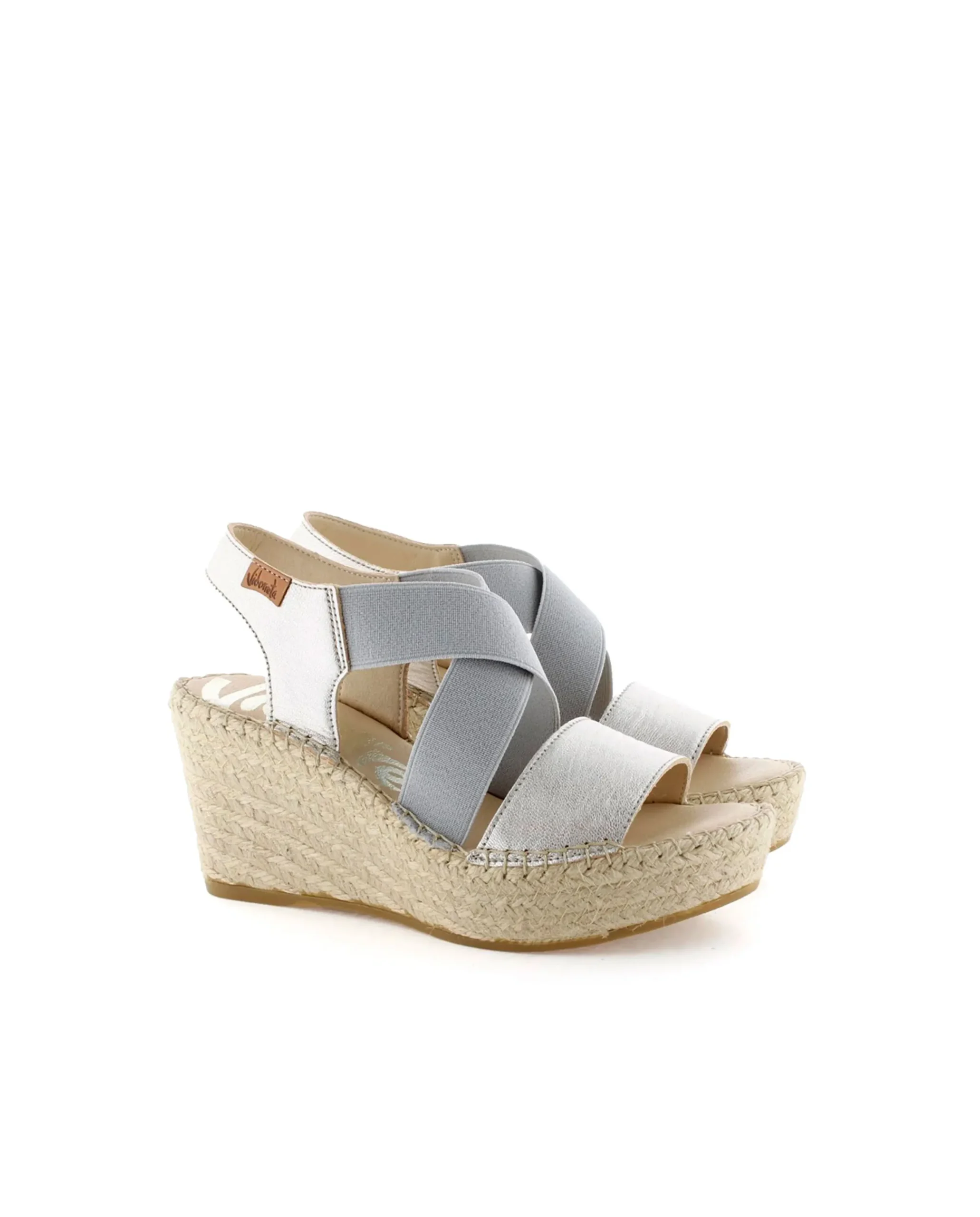Mujer Vidorreta Sandalias Cuña|Sandalia elásticos en napa metal perla Dominica