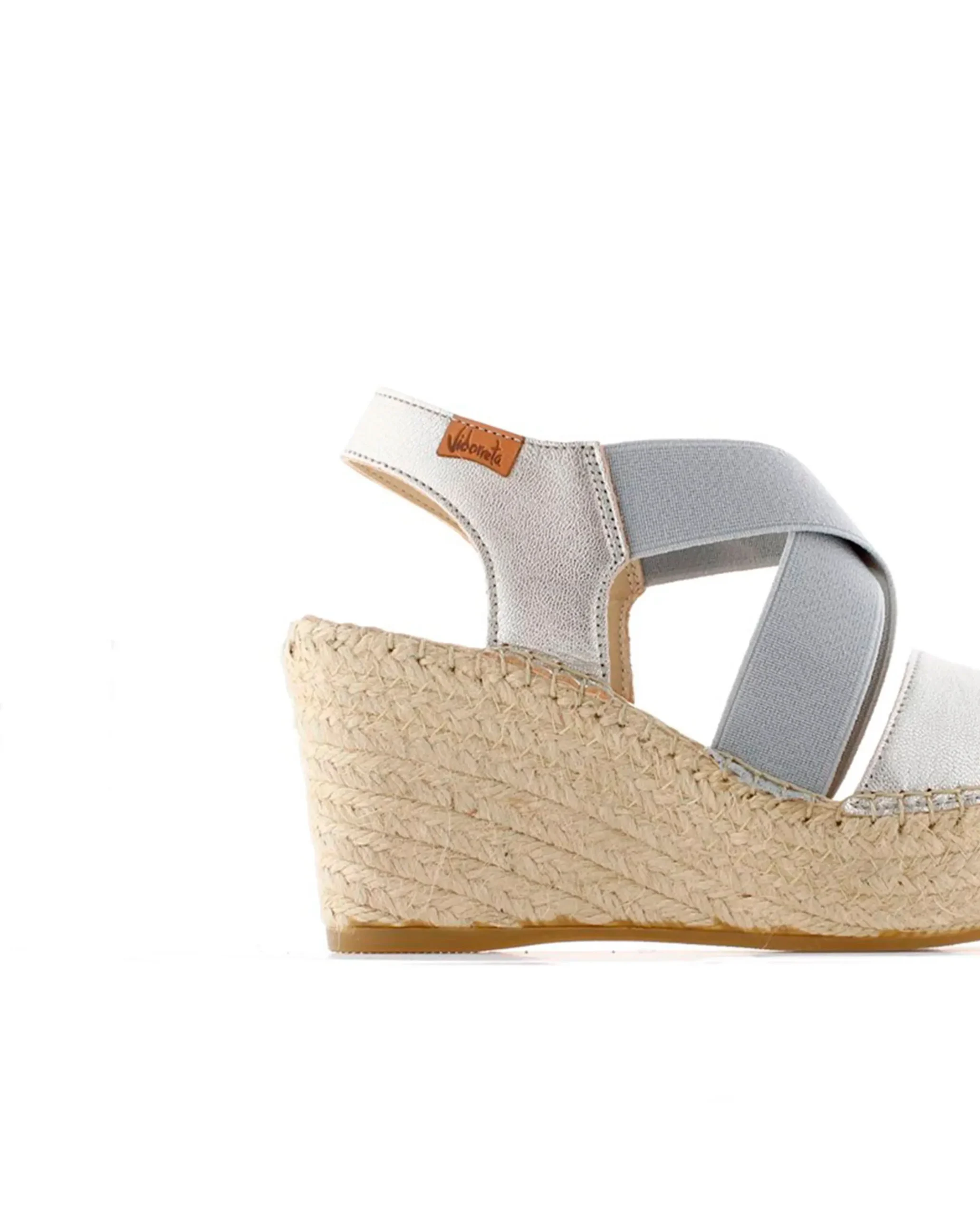 Mujer Vidorreta Sandalias Cuña|Sandalia elásticos en napa metal perla Dominica