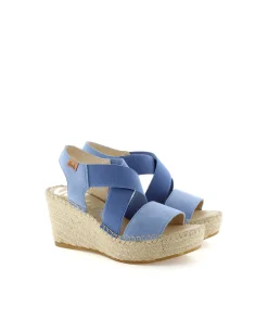 Mujer Vidorreta Sandalias Cuña|Sandalia elásticos en serraje jeans Dominica