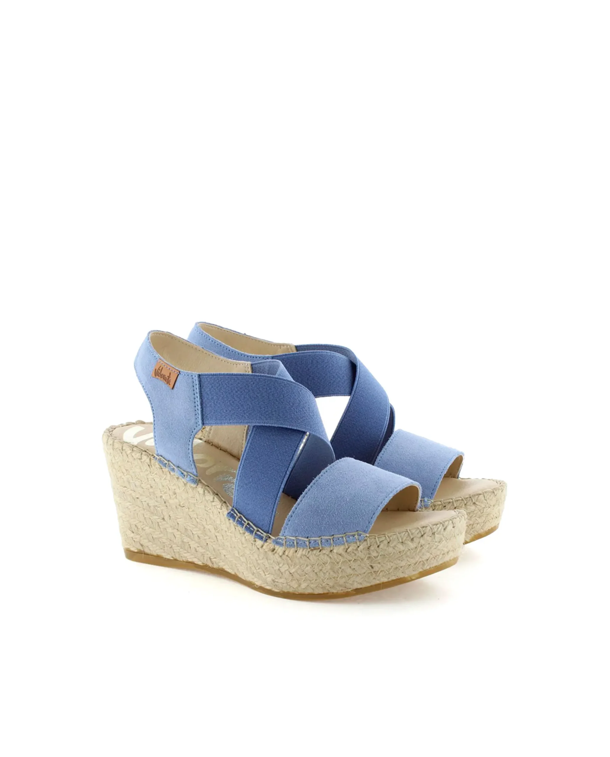 Mujer Vidorreta Sandalias Cuña|Sandalia elásticos en serraje jeans Dominica