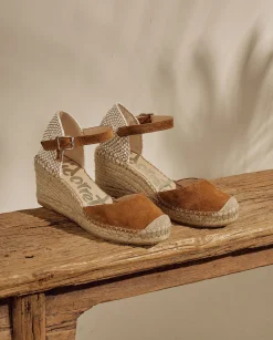 Mujer Vidorreta Sandalias Cuña|Sandalia en serraje cuero Clavel