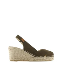 Mujer Vidorreta Sandalias Cuña|Sandalia en serraje kaki Clavel