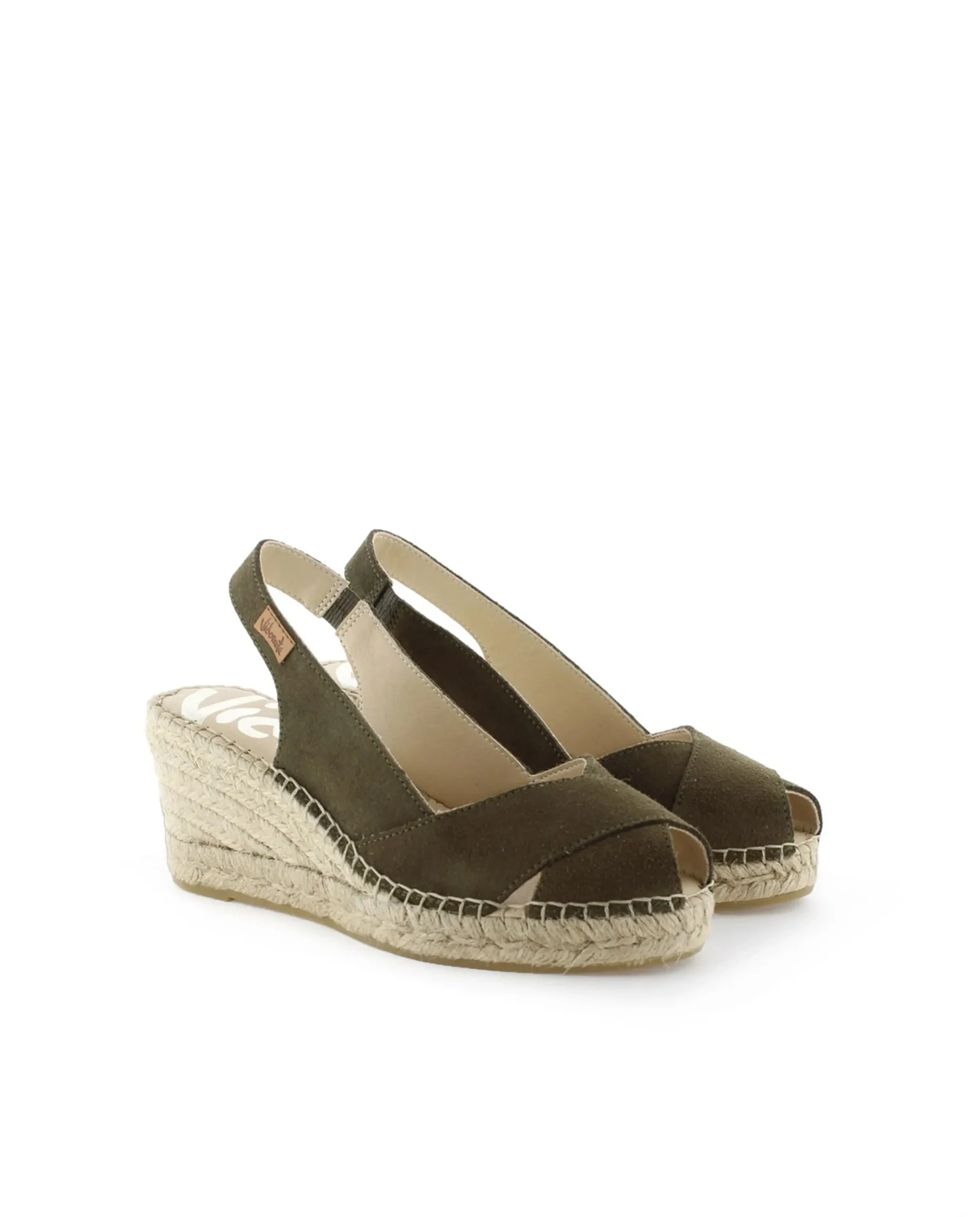 Mujer Vidorreta Sandalias Cuña|Sandalia en serraje kaki Clavel