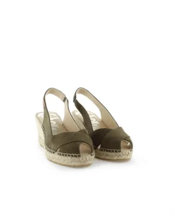 Mujer Vidorreta Sandalias Cuña|Sandalia en serraje kaki Clavel