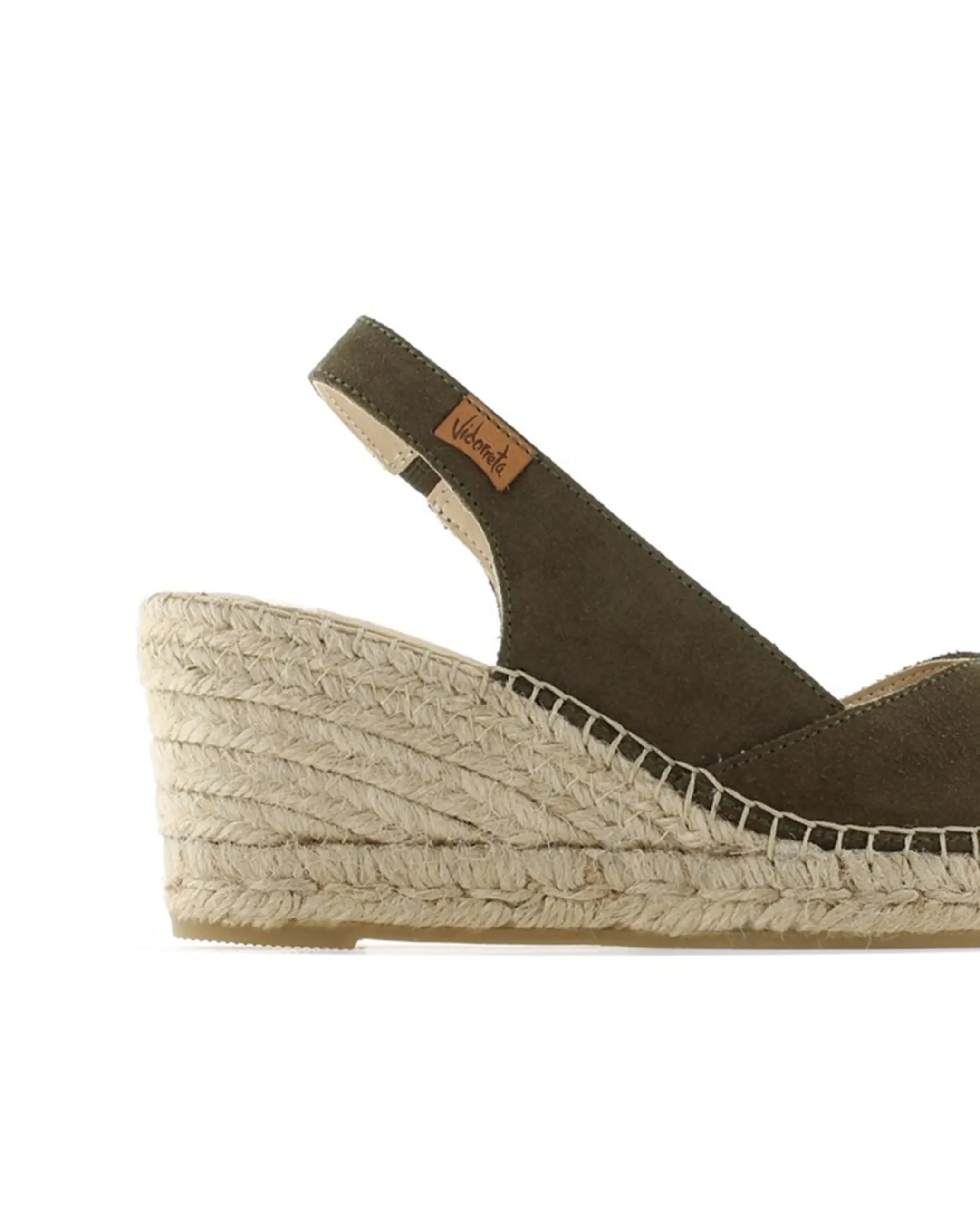 Mujer Vidorreta Sandalias Cuña|Sandalia en serraje kaki Clavel