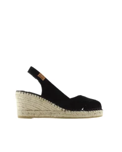 Mujer Vidorreta Sandalias Cuña|Sandalia en serraje negro Clavel
