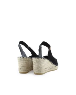 Mujer Vidorreta Sandalias Cuña|Sandalia en serraje negro Clavel