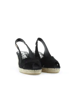 Mujer Vidorreta Sandalias Cuña|Sandalia en serraje negro Clavel