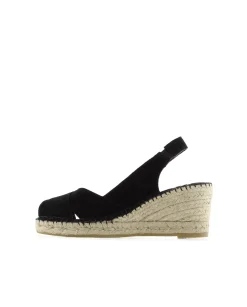 Mujer Vidorreta Sandalias Cuña|Sandalia en serraje negro Clavel