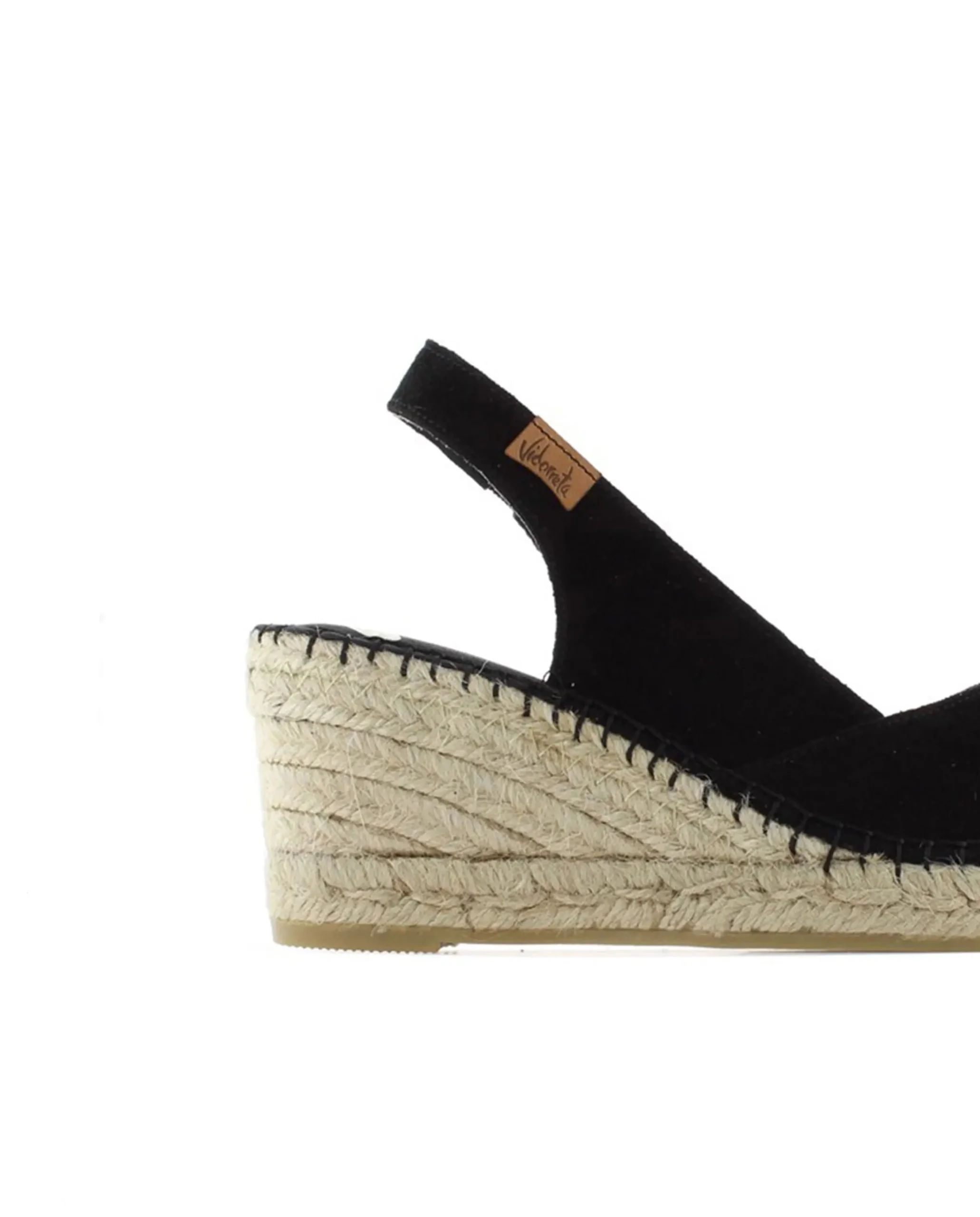 Mujer Vidorreta Sandalias Cuña|Sandalia en serraje negro Clavel