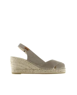Mujer Vidorreta Sandalias Cuña|Sandalia en serraje taupe Clavel