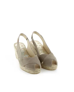 Mujer Vidorreta Sandalias Cuña|Sandalia en serraje taupe Clavel