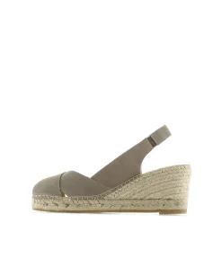 Mujer Vidorreta Sandalias Cuña|Sandalia en serraje taupe Clavel